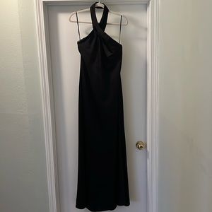 Anthropologie BHLDN Ruby Twist Halter Satin Gown size 4 Black. Perfect condition
